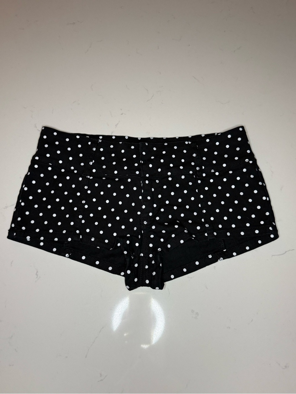 Y2K Windsor Black Polka Dot Micro Shorts